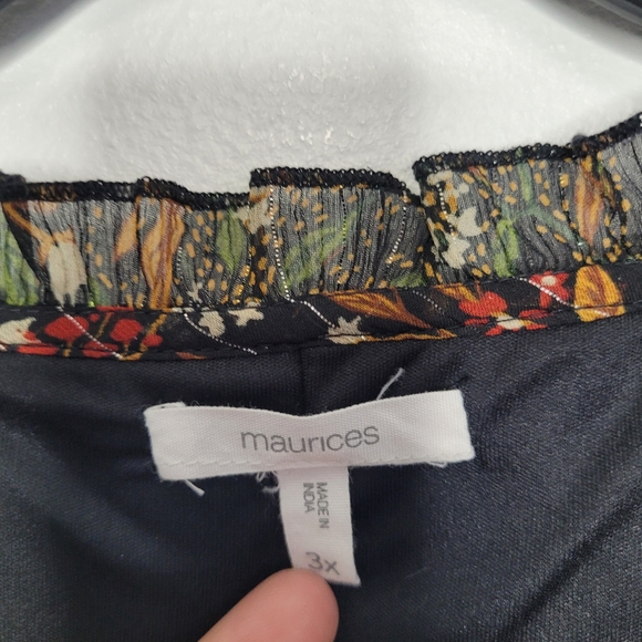 Maurices dark romantic peasant tie front long sleeve plus size top size 3x - Picture 5 of 8